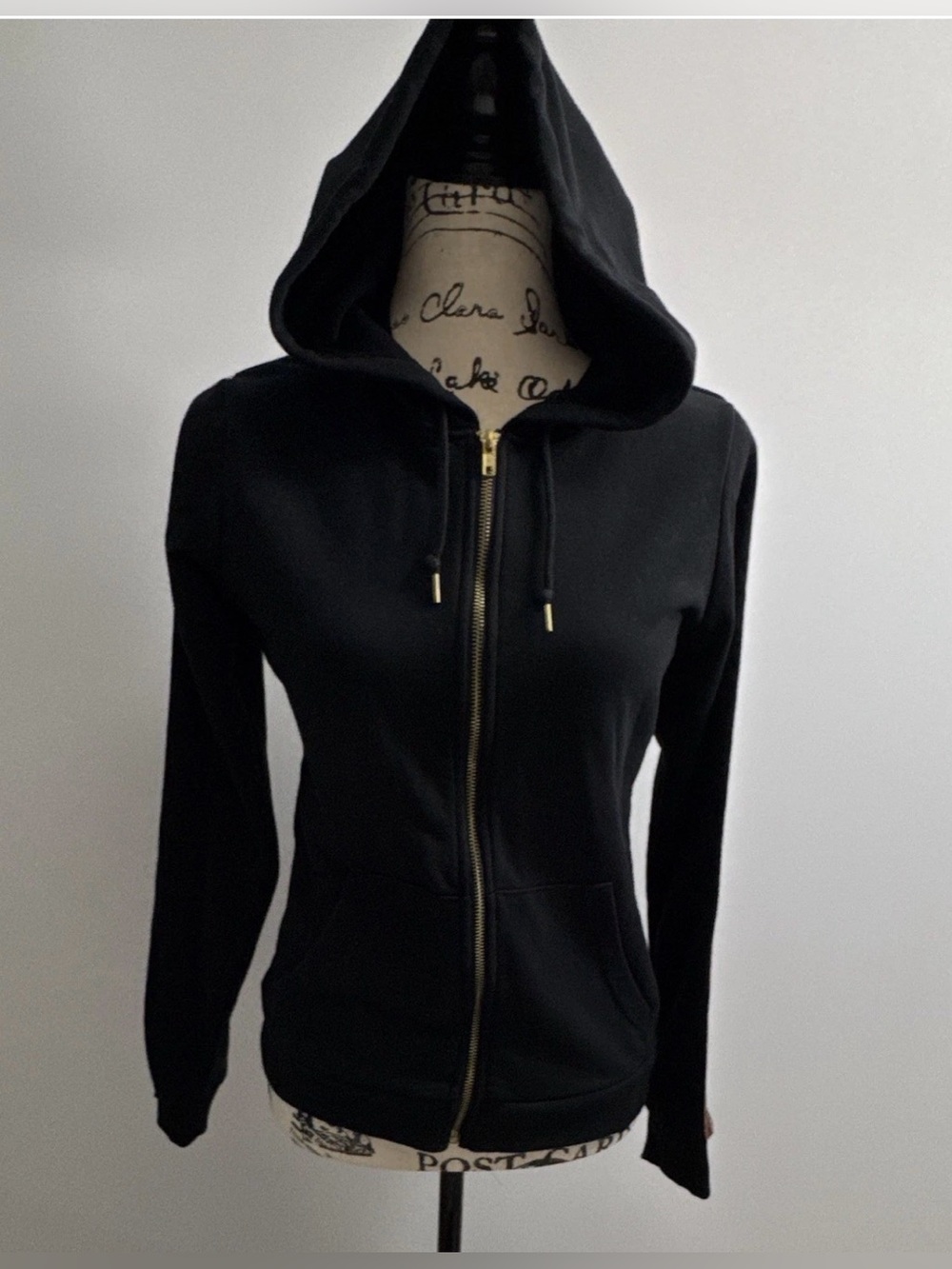 Guess Black Hooded Zip-Up Sweatshirt with Side Tape